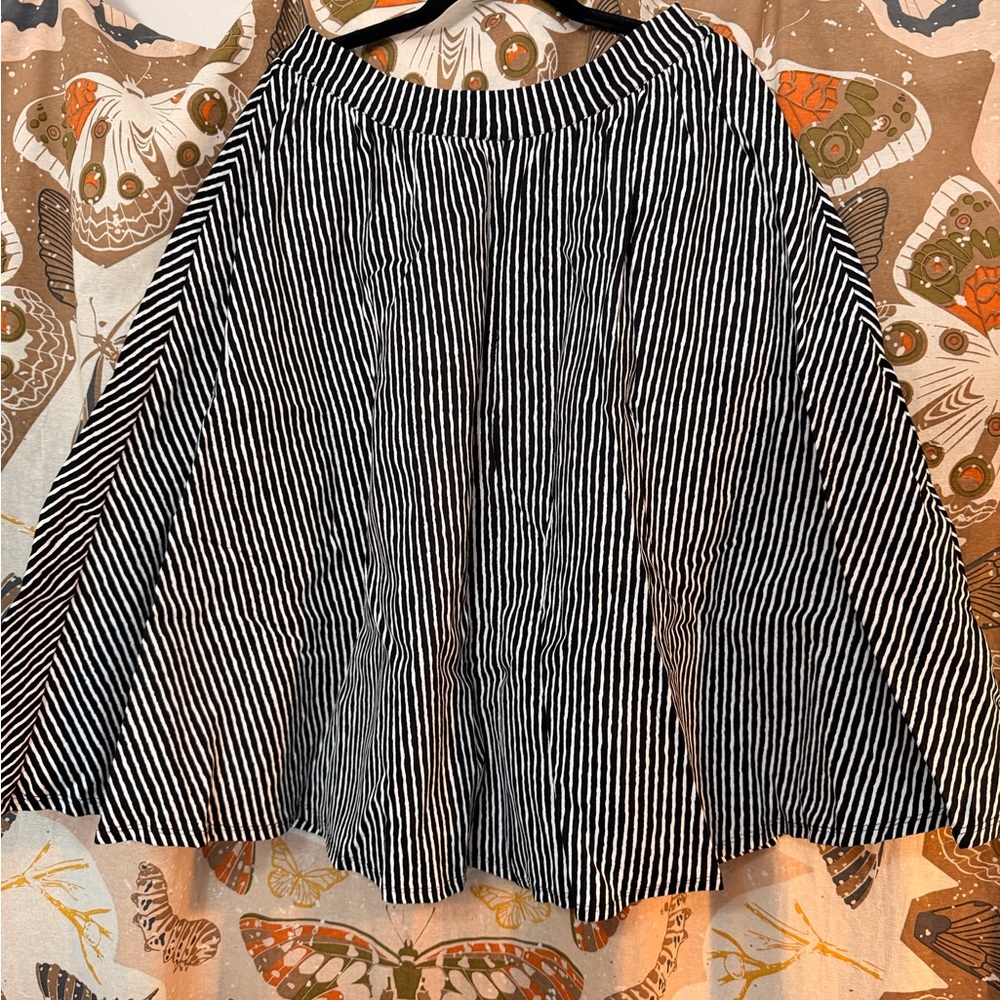 Vixen by Micheline Pitt Black and White Striped Swing Skirt